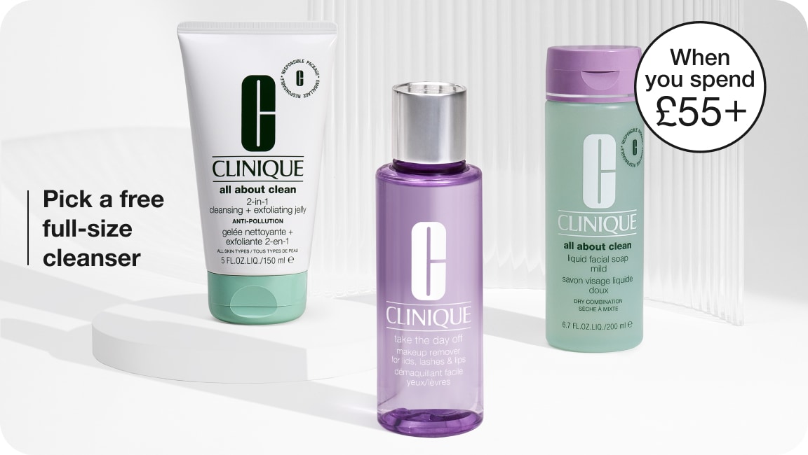 three cleansers on plinth