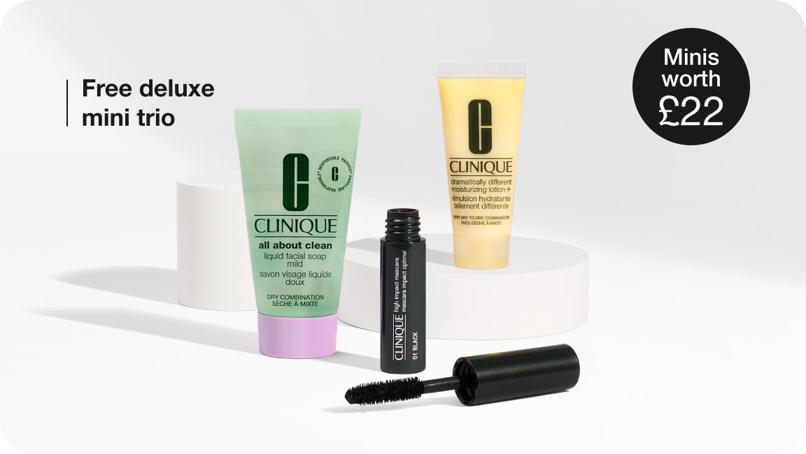 Clinique Icons 6-Piece Beauty Set in a brightly let setting with soft shadows