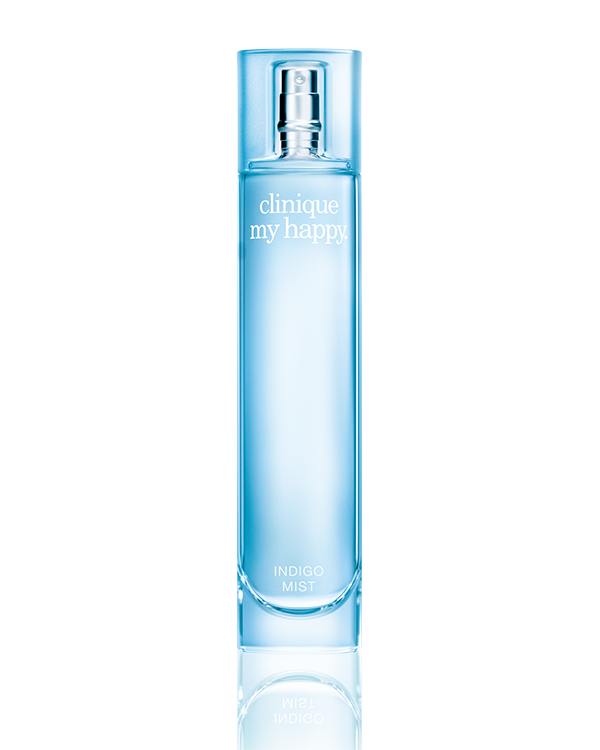 Clinique My Happy™ Indigo Mist, A fragrance mist with bluebells, wet green notes of melon, and violet leaf.