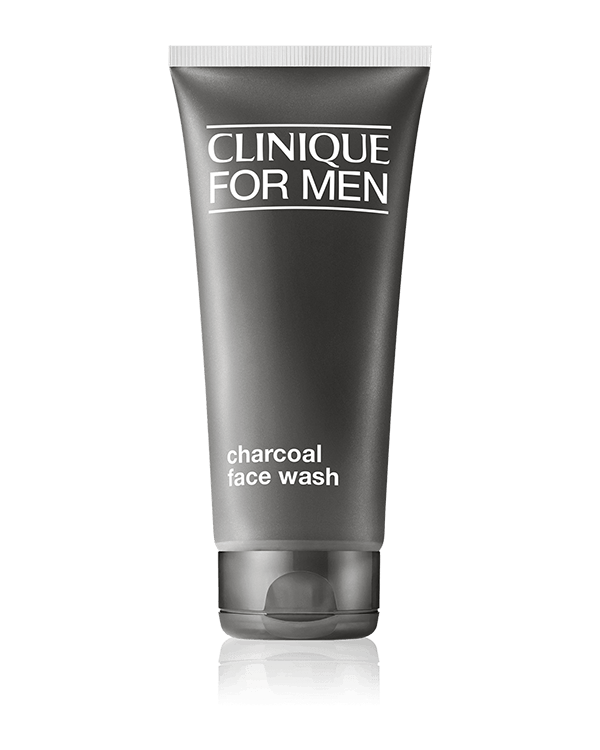 Clinique For Men™ Charcoal Face Wash, Detoxifying gel wash delivers a deep-pore clean. Natural charcoal draws out the dirt and excess oil that can clog pores.