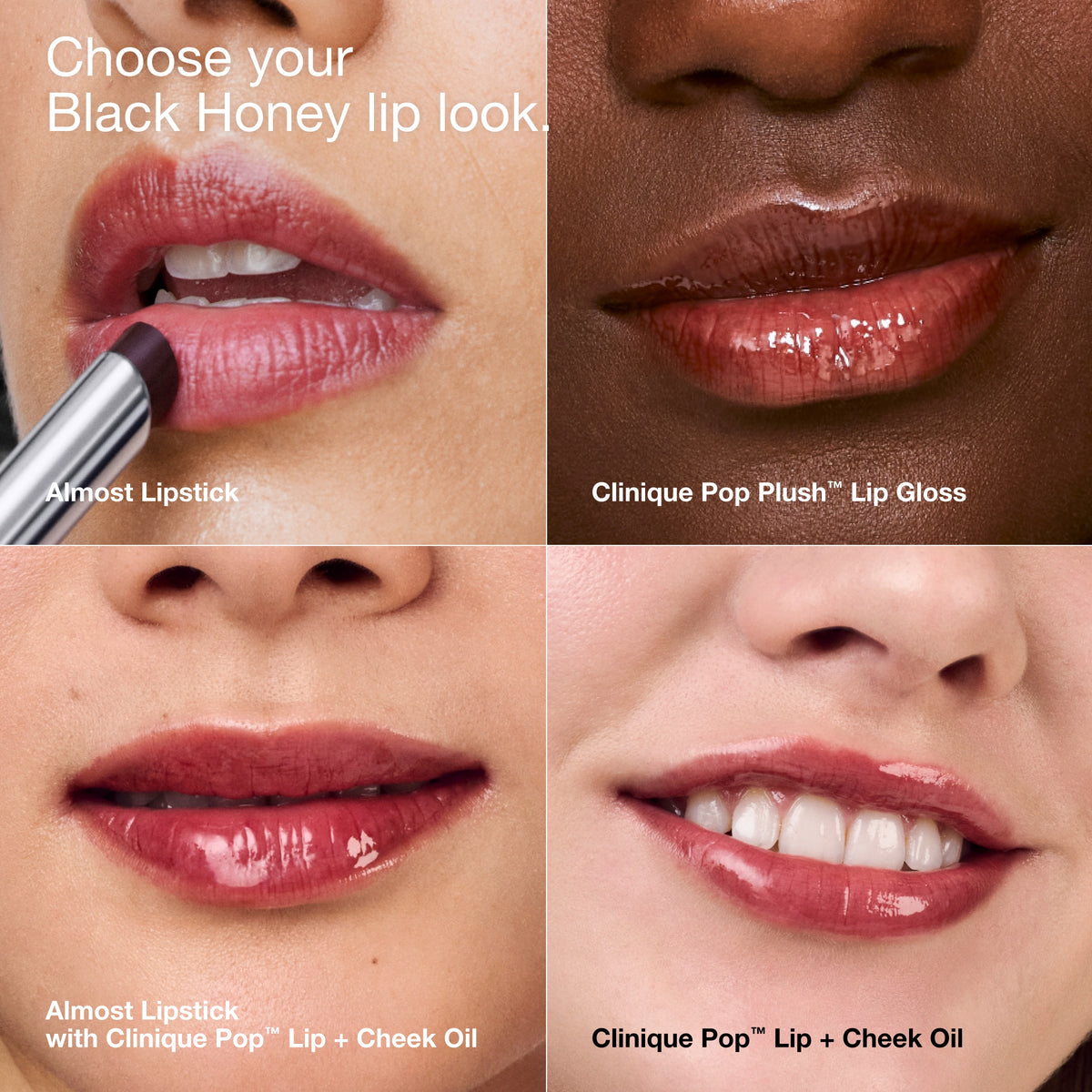 Clinique Pop™ Lip + Cheek Oil, 7.0 ml, Black Honey, Model, multiple