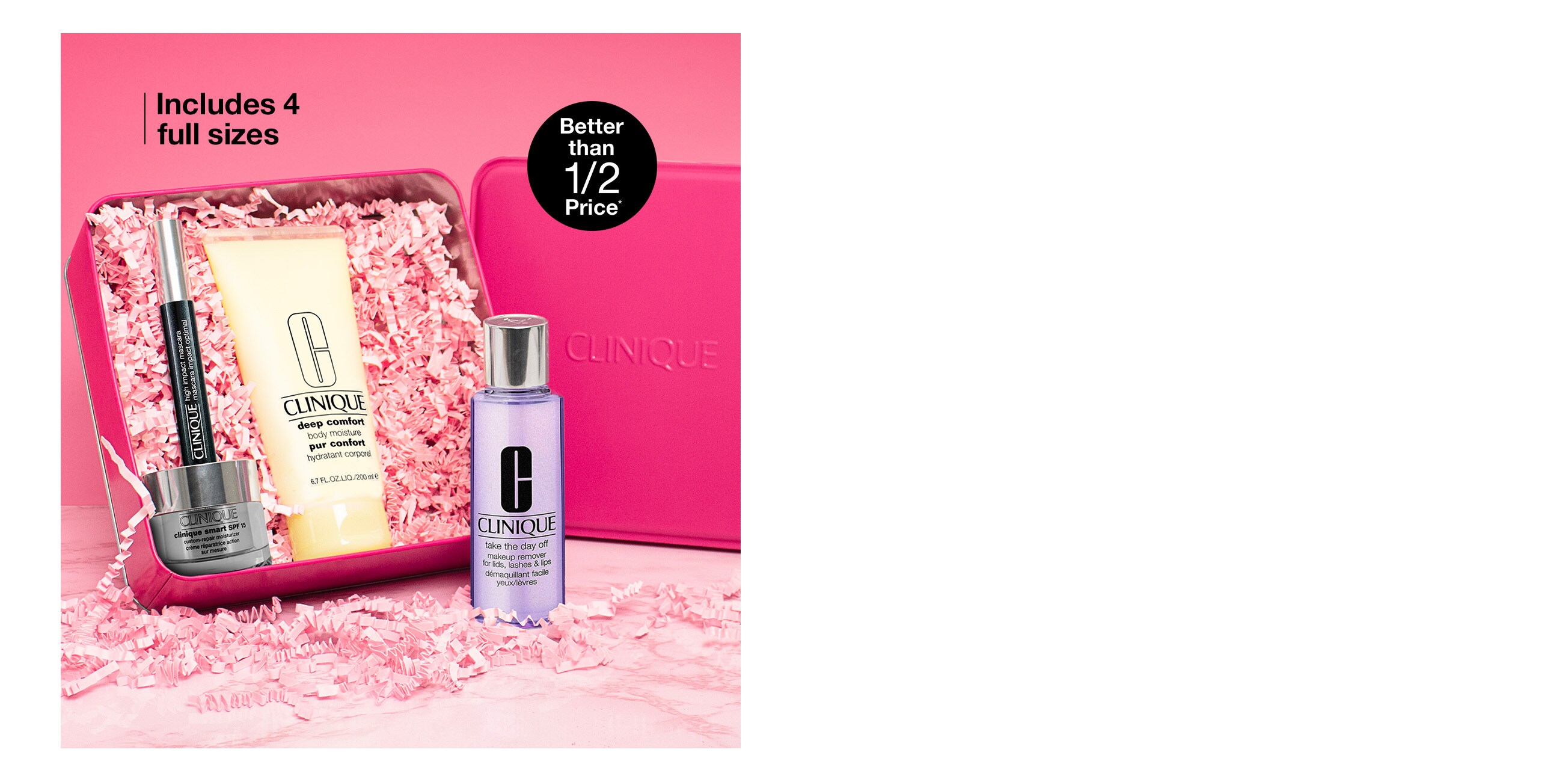 Pink background with tinned gift set