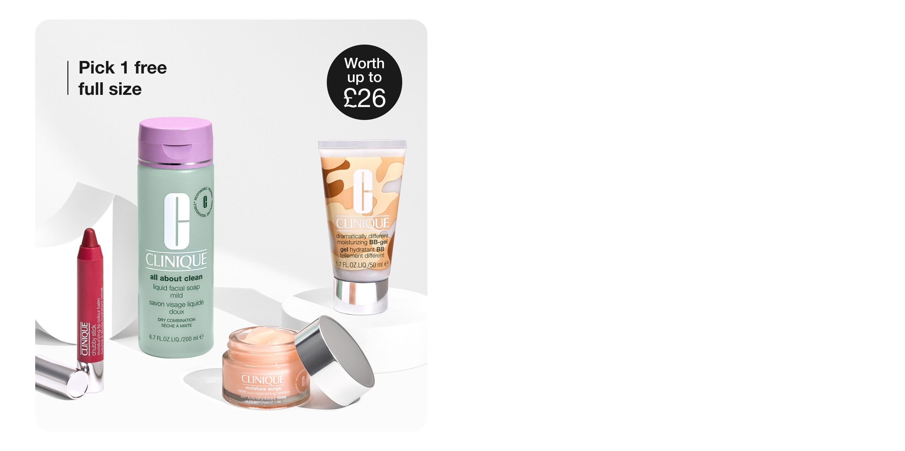4 skincare minis on grey background