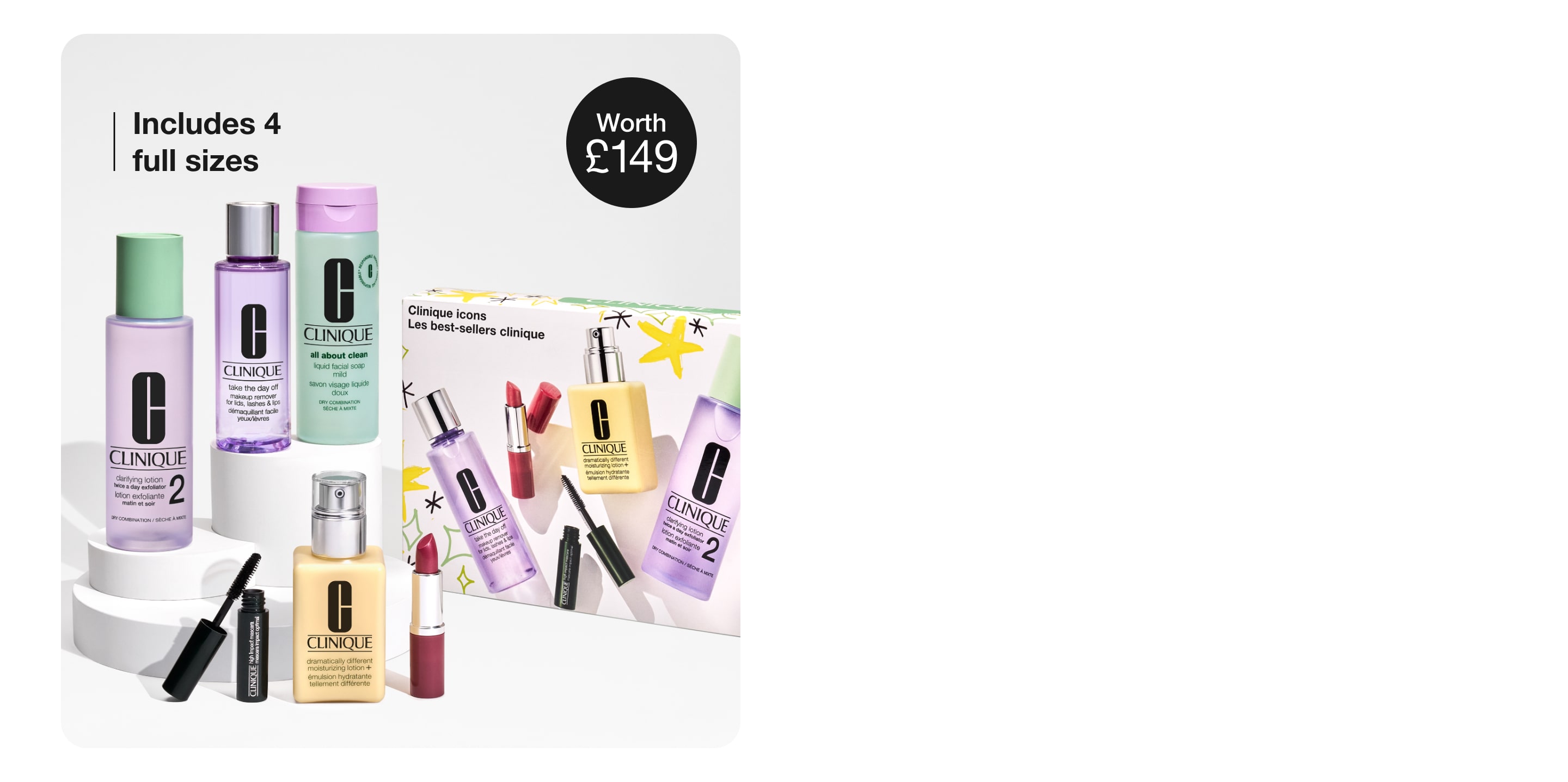 4 skincare minis on grey background