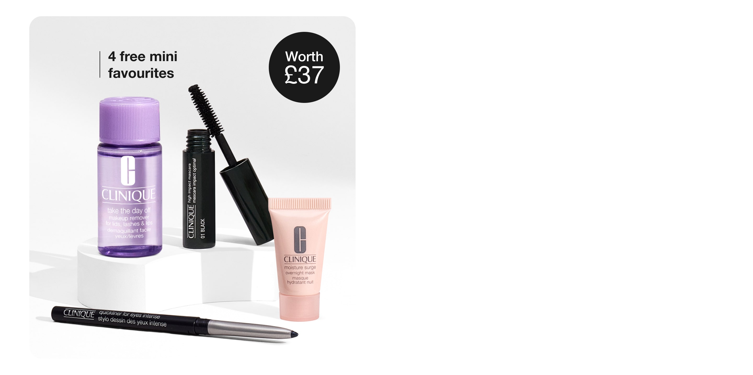 4 skincare minis on grey background