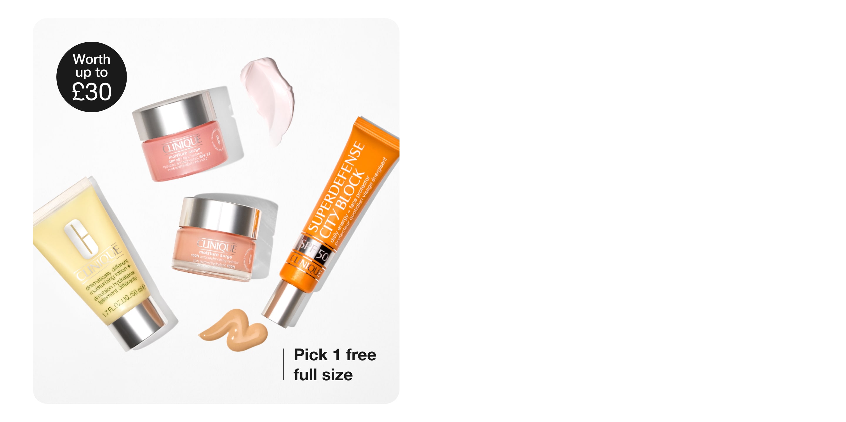 4 skincare minis on grey background