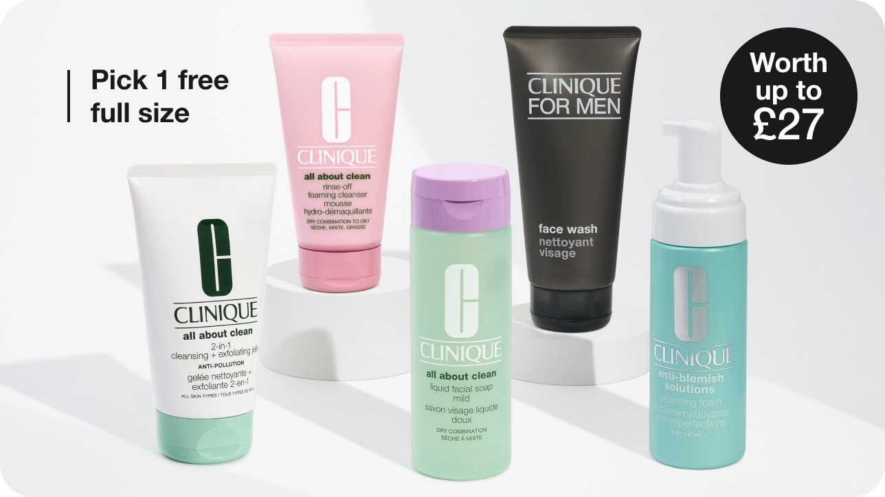 Spend £50 and choose a free full-size cleanser, tailored to your skin type.