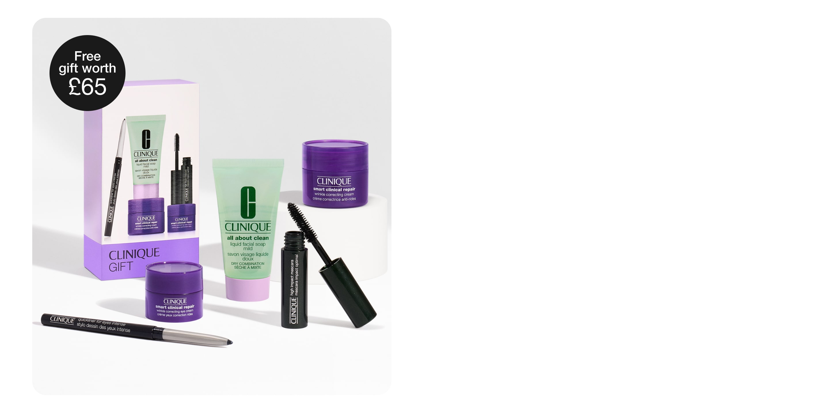 4 skincare minis on grey background