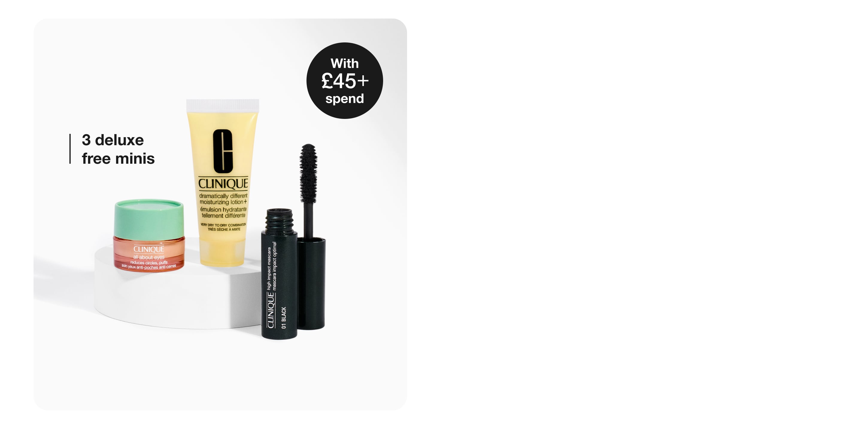 3 skincare and makeup minis on grey background