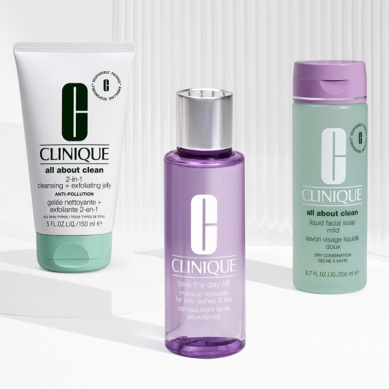 Cleansers on grey background