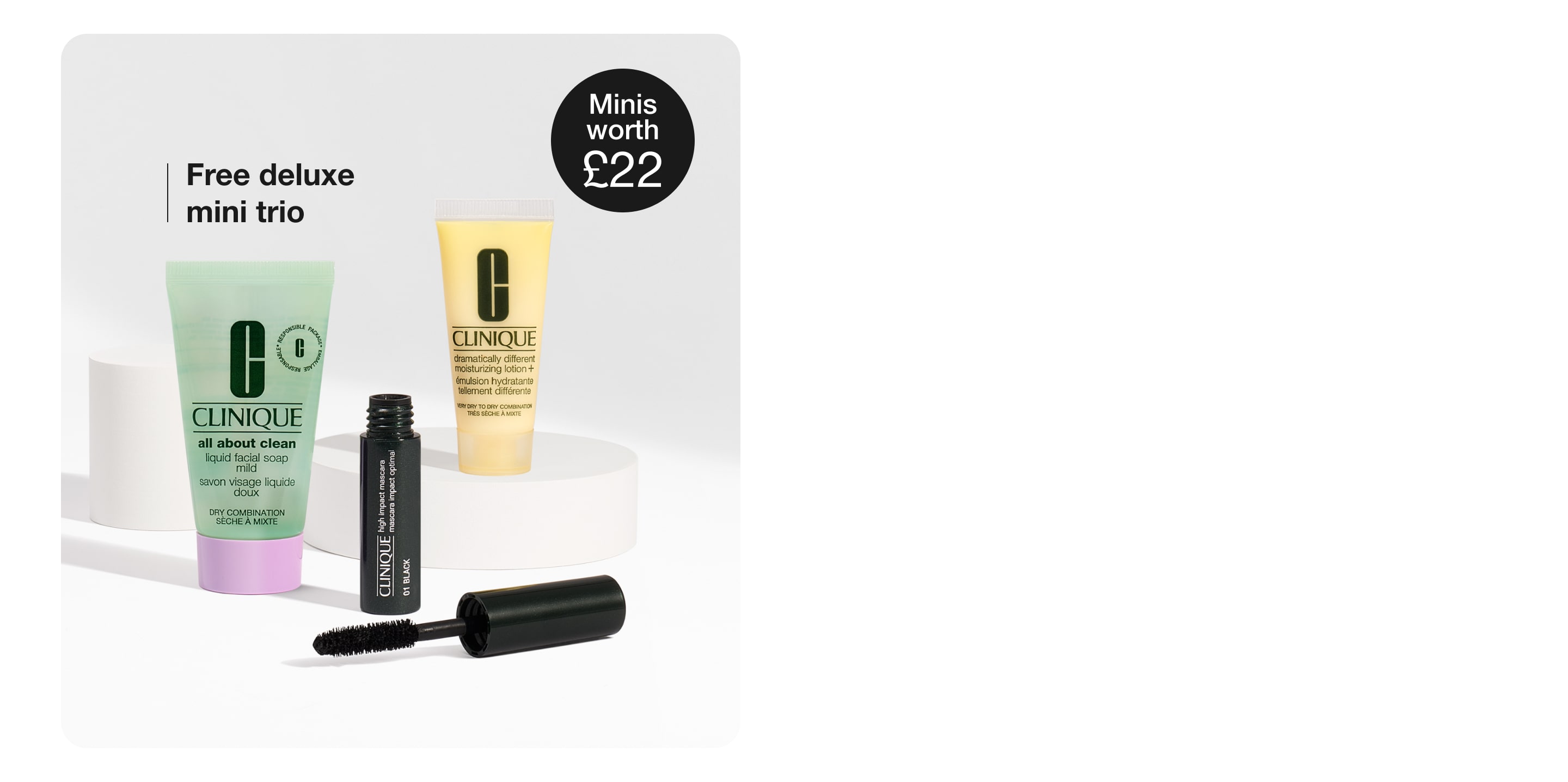 4 skincare minis on grey background