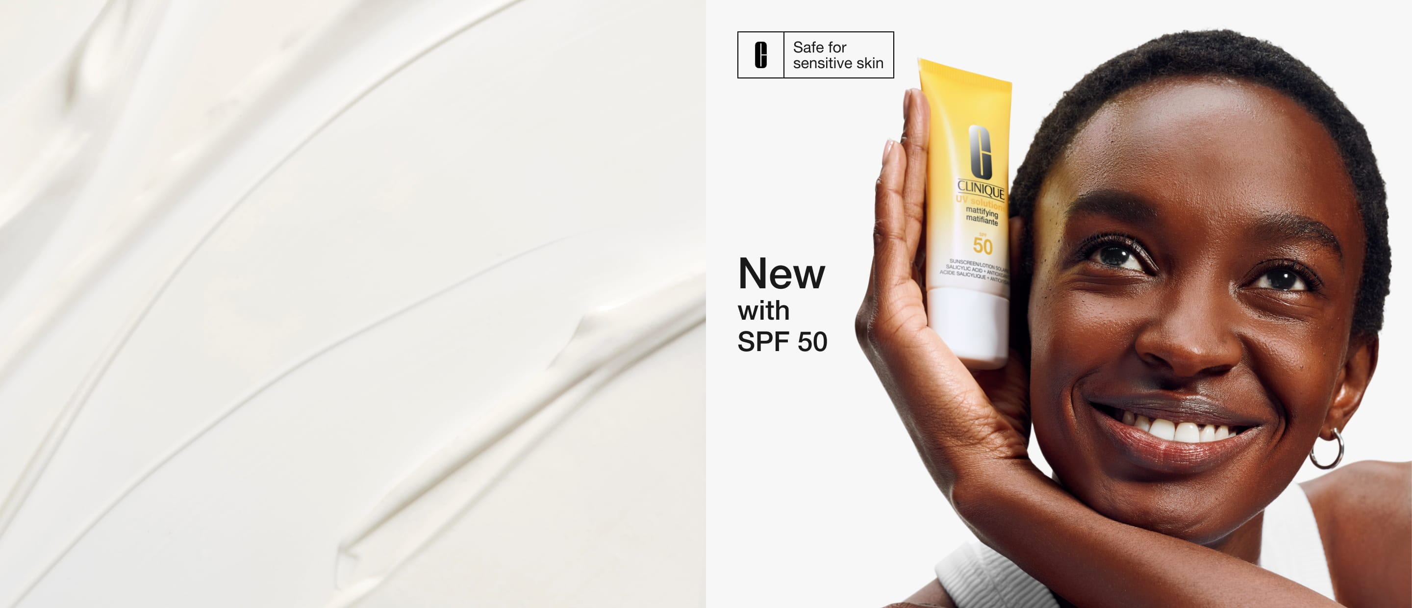 New UV Solutions sunscreen on a glass shelf in a brightly lit setting