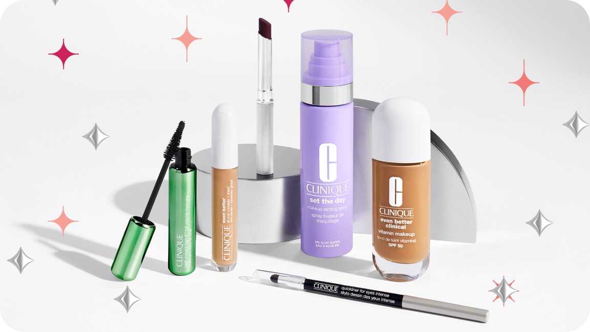 Dramatically Different Moisturiser Black Friday set, on a grey plinth, surrounded by green and silver star graphics