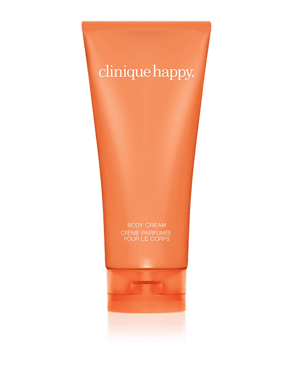 Clinique Happy™ Body Cream, &lt;B&gt;Skin-smoother + fragrance. &lt;/B&gt;&lt;BR&gt;Softens with a hint of scent. Wear it and be happy.