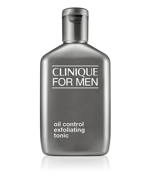 Clinique For Men™ Oil Control Exfoliating Tonic, De-flakes to reveal clearer skin, unclogs pores.
