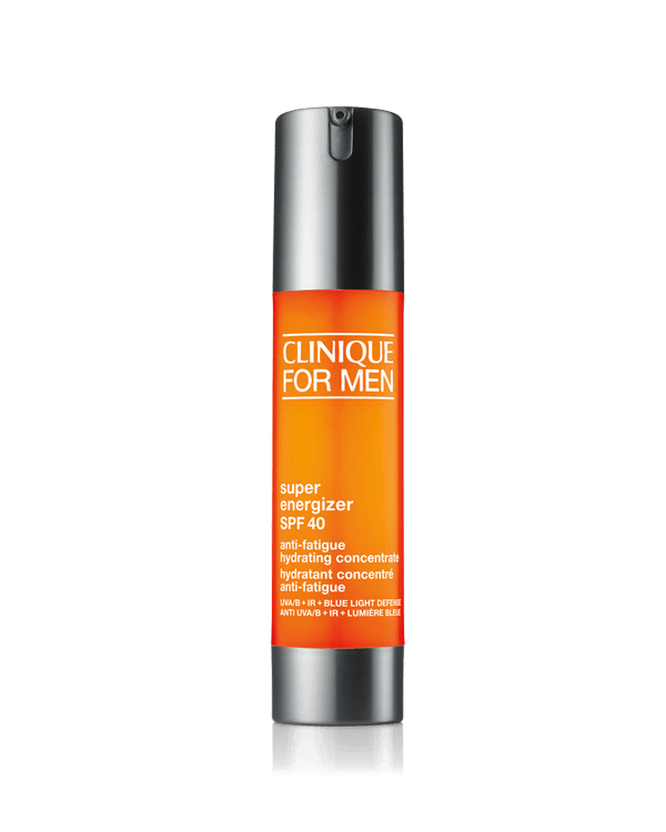 Clinique For Men Super Energizer™ SPF 40 Anti-Fatigue Hydrating Concentrate, Lightweight, gel moisturizer instantly energizes skin for up to 12 hours.
