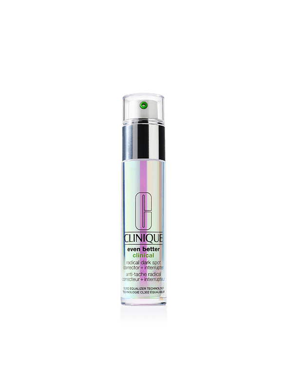 Even Better Clinical™ Radical Dark Spot Corrector + Interrupter, Potent dark spot serum helps improve the look of dark spots and uneven skin tone.