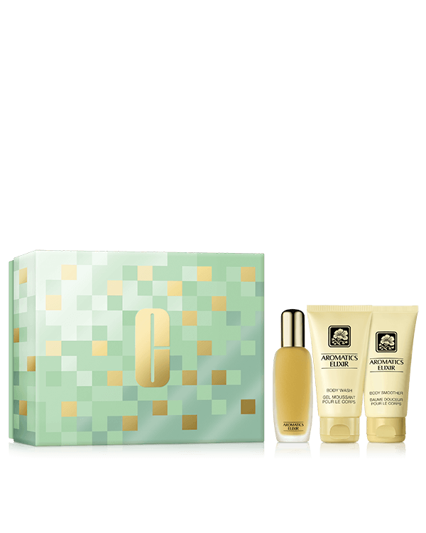 Aromatics Elixir Perfume Gift Set, A bold, travel-ready fragrance trio featuring a &lt;strong&gt;full size. Worth £89&lt;/strong&gt;.