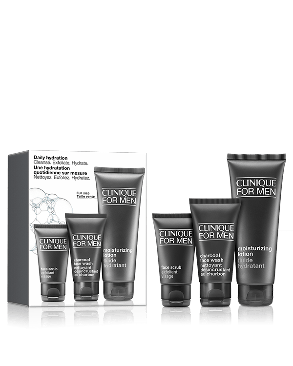 Daily Hydration Men&#039;s Skincare Gift Set for Normal to Dry Skin, Simple skincare favourites to keep him looking and feeling his best, this 3-piece men&#039;s skincare set includes a full-size moisturiser. Worth over £45.