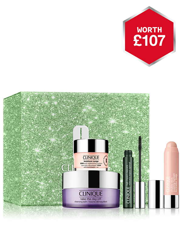 Clinique Online Exclusive Beauty Gift Set, Better than half price! Worth £107, Now £49.50. This online exclusive 4-piece beauty gift set features four bestselling full sizes, all wrapped up and ready to gift.
