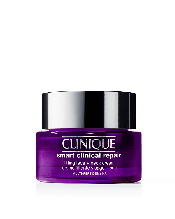 Clinique Smart Clinical Repair™ Lifting Face + Neck Cream, Powerful face and neck anti-ageing cream moisturiser with multi-peptides and hyaluronic acid leaves skin looking more lifted, reducing the look of lines and wrinkles. Dermatologist-tested and safe for sensitive skin.