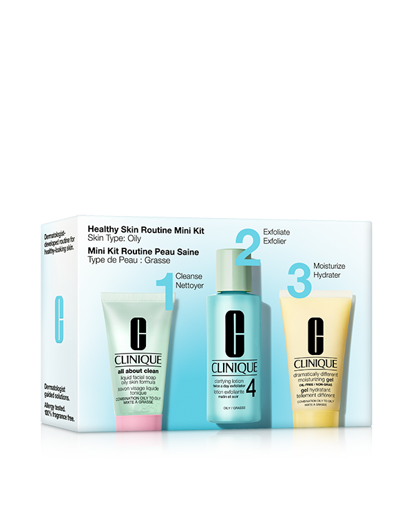 Healthy Skin Routine Skincare Gift Set: Oily Skin, A dermatologist-developed 3-step skincare system, in trial-perfect mini sizes. Worth £40.
