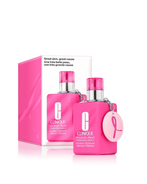 Limited-Edition Dramatically Different Moisturizing Lotion (with a keychain), Great skin, great cause. More resilient-feeling skin—plus a £10 donation to the Breast Cancer Research Foundation®.* All with your purchase of our dermatologist-developed moisturizer in a limited-edition bottle.