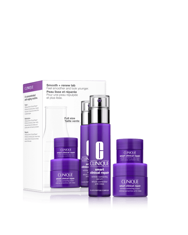 Smooth + Renew Lab: Smart Clinical Repair Feel Smoother and Look Younger Set, 3 anti-ageing experts for smoother, younger-looking skin.