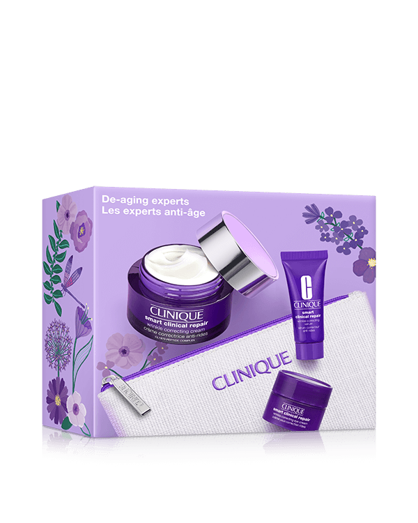 De-Aging Experts Skincare Gift Set, A smart de-aging trio, includes a full-size wrinkle cream. Worth £109.83.