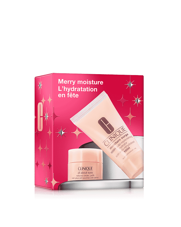 Merry Moisture: Moisture Surge Set, &lt;div&gt;Two merry minis. A duo of Clinique’s most-loved hydrators for face and eyes. Worth £37.&lt;/div&gt;&lt;div&gt;&lt;br&gt;&lt;/div&gt;&lt;div&gt;Allergy tested. 100% fragrance free.&lt;/div&gt;