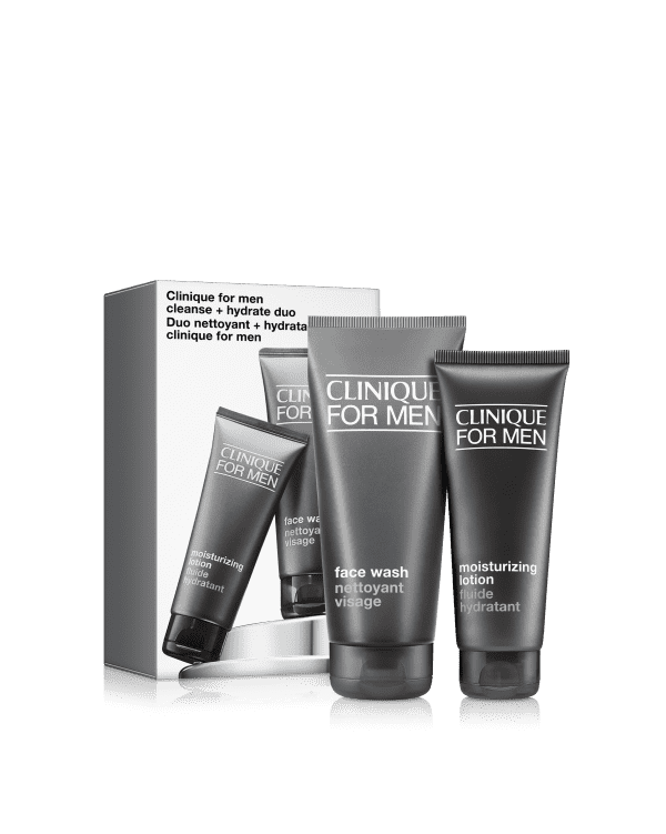 Clinique For Men Cleanse+ Hydrate Duo Set, A duo of full-size skincare favorites to keep him looking fresh and hydrated. Worth £57.