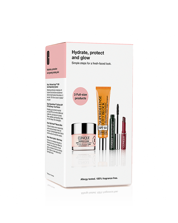 Hydrate, Protect and Glow Beauty Set, Hydrate, protect and glow up for summer with our set of skincare and makeup must-have, featuring three full sizes.