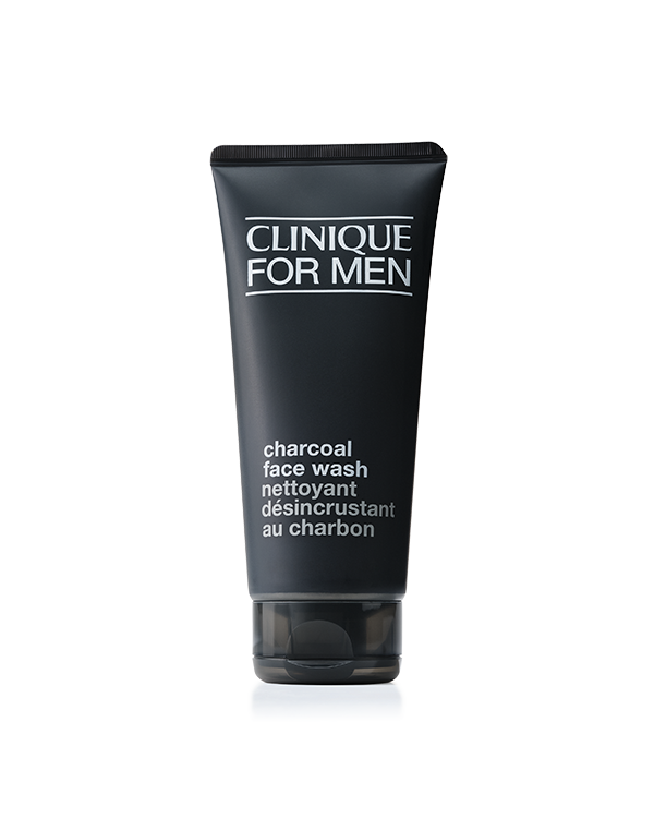 Clinique For Men™ Charcoal Face Wash, Detoxifying gel wash delivers a deep-pore clean. Natural charcoal draws out the dirt and excess oil that can clog pores.